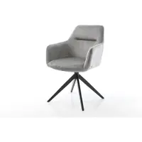 DELIFE Chaise-pivotante Pejo-Flex velours gris pied croisé large noir pivotement sur 360° fonction bascule ressorts ensachés
