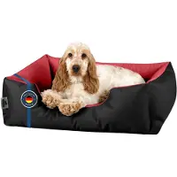 BedDog Lit pour chien LUPI Canapé pour chien Coussin pour chien lavable,OBSYDIAN (noir/rouge),(S) ca. 55x40x17cm