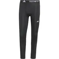 Adidas Pantalon de sport 'TECHFIT Compression Training 3-Stripes Long' noir / blanc cassé