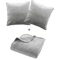 Douceur d'intérieur Ensemble de literie en velours SOLANGE : couvre-lit + 2 taies d'oreiller