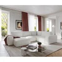 DELIFE Grand canapé d’angle Lanzo 300x210 cm bouclé blanc crème méridienne réversible