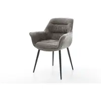 DELIFE Chaise-de-salle-à-manger Kaira-Flex bouclé doux couleur boue 4 pieds coniques noir