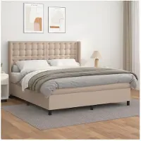 vidaXL Sommier tapissier matelas cappuccino-marron 160x200 cm simili cuir
