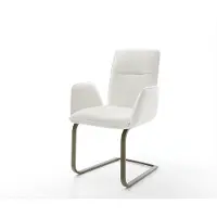 DELIFE Cantilever Vinja-Flex bouclé doux beige pied cantilever plat aspect titane