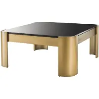 Casa Padrino Luxe Table basse laiton / noir 100 x 100 x H. 46 cm - Table de salon en acier inoxydable avec plateau en verre - Collection Luxe