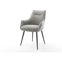 DELIFE Chaise-de-salle-à-manger Alja-Flex avec accoudoirs tissu structuré doux gris 4 pieds coniques noir resorts ensachés