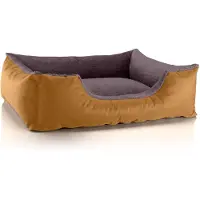 BedDog Lit pour chien TEDDY, canapé pour chien lavable avec rebord et coussin, GOLDEN-BROWN (doré/marron), (L) env. 80 x 65 x 18 cm