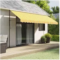 vidaXL Volant de store jaune et blanc rayé 4,5 m