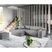 DELIFE Canapé d'angle Sirpio XL 270x170 cm Microfibre Taupe Recamiere variable avec Tabouret