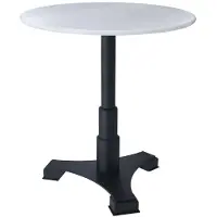 Casa Padrino Table de salle à manger de luxe Blanc / Noir Ø 70 x H. 75 cm - Table de cuisine avec plateau de marbre rond - Meubles de salle à manger
