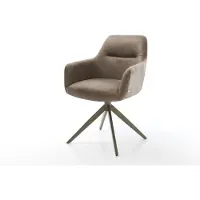 DELIFE Chaise-pivotante Pejo-Flex microvelours taupe vintage pied croisé large aspect titane pivotement sur 360° fonction bascule ressorts ensachés