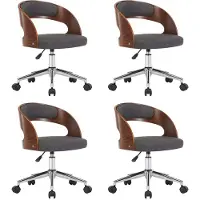Syfax Chaises pivotantes à manger lot de 4 gris bois courbé et tissu