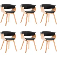 vidaXL Chaises de salle à manger 6 pcs. noir bois courbé et similicuir