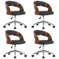 Syfax Chaises pivotantes à manger lot de 4 bois courbé et similicuir