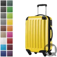Hauptstadtkoffer Alex - Valise bagage à main avec extension trolley cabine 4 roulettes, bagage à bord pour chaque compagnie aérienne, trolley de voyage taille S coque dure brillante, 55 cm, 42 litres,Jaune