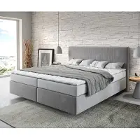 DELIFE Lit-à-sommier-tapissier Dream-Well 180x200 cm gris avec matelas et surmatelas