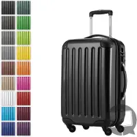 Hauptstadtkoffer Alex - Valise bagage à main avec extension trolley cabine 4 roulettes, bagage de bord pour chaque compagnie aérienne, trolley de voyage taille S coque dure brillante, 55 cm, 42 litres,Noir