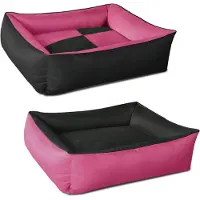 BedDog Max Quattro 2en1, Lit Pour Chien , Panier Corbeille, Coussin De Chien. [Xxl Env. 120x85cm, Candy (Rose/Noir)]