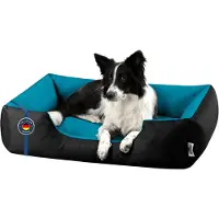 BedDog Lit pour chien LUPI Coussin pour chien lavable,BLUE-SKY (noir/bleu),(L) ca. 80x65x18cm