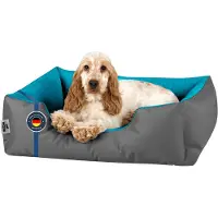 BedDog Lit pour chien LUPI Coussin pour chien lavable,BLUE-ROCK (gris/bleu),(S) ca. 55x40x17cm