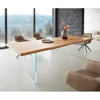 DELIFE Table à manger Edge 260x100 acacia nature verre Live-Edge
