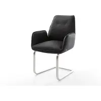 DELIFE Cantilever Zoa-Flex cuir de vache noir pied cantilever plat acier inoxydable brossé ressorts ensachés