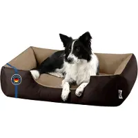 BedDog Lit pour chien LUPI, canapé pour chien, coussin lavable, MELANGE (marron/beige), (L) env. 80 x 65 x 18 cm