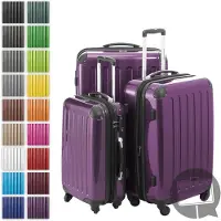 Hauptstadtkoffer - Alex - Set de valises 3 tailles valises à coque dure Trolleys extensible, 4 roulettes, coque dure brillante Set de valises de voyage, expandable travel luggage,Aubergine