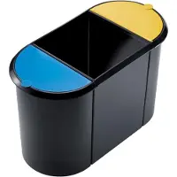 Helit Corbeille à papier 20 litres noir+ 2 pièces suspendues avec couvercle 9l 38 l chacune plastique, Poubelle, Multicolore