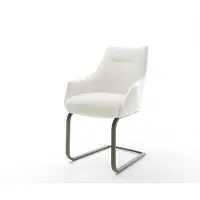 DELIFE Cantilever Alja-Flex avec accoudoirs bouclé doux beige pied cantilever plat aspect titane resorts ensachés