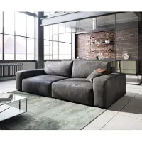 DELIFE Big canapé Lanzo 230x95 cm similicuir vintage anthracite