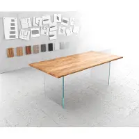 DELIFE Table-à-manger Edge 200x100 acacia nature verre Live-Edge