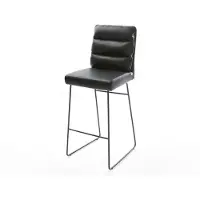 DELIFE Chaise-de-bar Pela-Flex cuir véritable noir cadre de patins métal