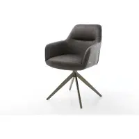 DELIFE Chaise-pivotante Pejo-Flex microvelours anthracite vintage pied croisé large aspect titane pivotement sur 360° ressorts ensachés