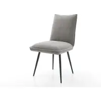 DELIFE Chaise-de-salle-à-manger Lelio-Flex tissu structuré doux gris 4 pieds coniques noir resorts ensachés