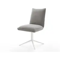 DELIFE Chaise-pivotante Lelio-Flex tissu structuré doux gris pied de chaise 4 branches blanc pivotement sur 360° fonction bascule resorts ensachés