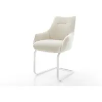 DELIFE Cantilever Alja-Flex avec accoudoirs tissu teddy beige pied cantilever plat blanc resorts ensachés