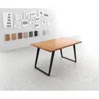 DELIFE Table-à-manger Edge 140x90 acacia nature métal incliné Live-Edge