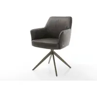 DELIFE Chaise-pivotante Xana-Flex avec accoudoirs microvelours anthracite vintage pied croisé large aspect titane pivotement sur 360° ressorts ensachés