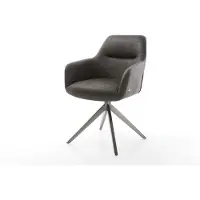 DELIFE Chaise-pivotante Pejo-Flex microvelours anthracite vintage pied croisé large grafiete pivotement sur 360° fonction bascule ressorts ensachés
