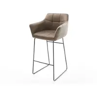DELIFE Chaise-de-bar Yulo-Flex vintage taupe cadre patin métal