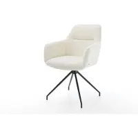 DELIFE Chaise-de-salle-à-manger Pejo-Flex bouclé blanc pied croisé conique noir ressorts ensachés