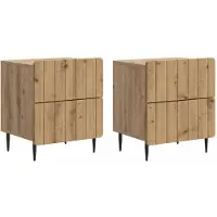 vidaXL Cabinet de chevet 2 pcs Chêne artisanal 43 x 34,5 x 49,5 cm