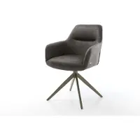 DELIFE Chaise-pivotante Pejo-Flex microvelours anthracite vintage pied croisé large aspect titane pivotement sur 360° fonction bascule ressorts ensachés