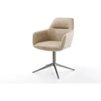 DELIFE Chaise-pivotante Pejo-Flex microvelours beige vintage pied de chaise 4 branches grafiete pivotement sur 360° fonction bascule ressorts ensachés