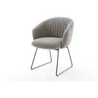 DELIFE Chaise-de-salle-à-manger Caja-Flex avec accoudoirs bouclé gris argenté pied trapèze noir ressorts ensachés