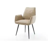 DELIFE Chaise-de-salle-à-manger Zoa-Flex microvelours beige vintage 4 pieds coniques noir ressorts ensachés