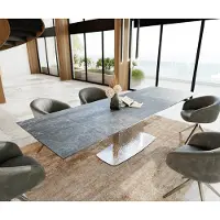 DELIFE Table à manger Edge 200-300x100 céramique LaminamNero Greco gris Wave acier inoxydable extensible