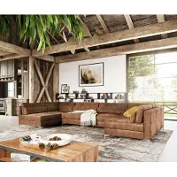 DELIFE Canapé-panoramique Elio XL 400x185 cm simili cuir vintage marron antique