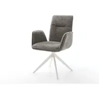 DELIFE Chaise-pivotante Vinja-Flex bouclé doux couleur boue pied croisé large blanc pivotement sur 360° fonction bascule
